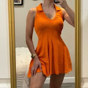 ZARA bright orange flowy dress